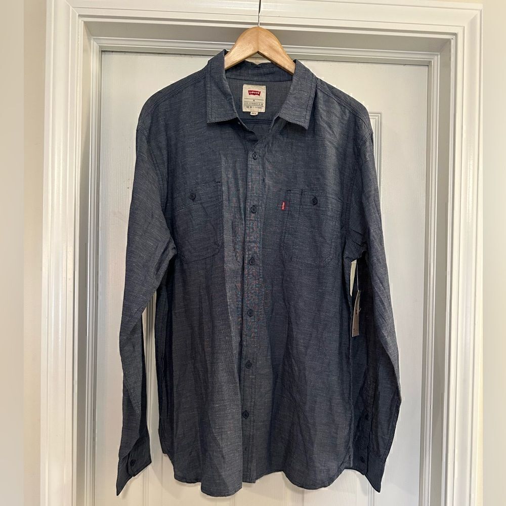 Levi's mens button down blue long sleeve shirt blue size XL NWT